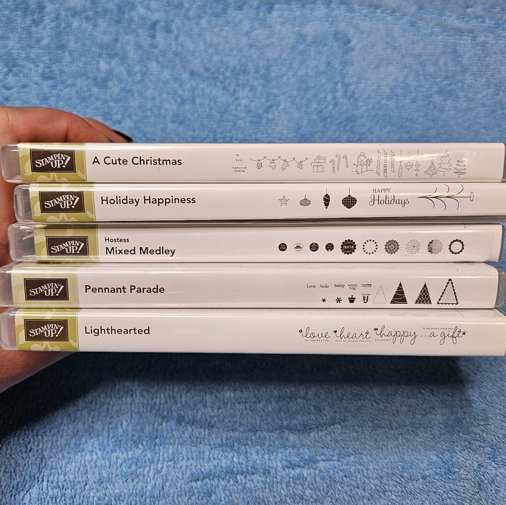 Stampin' Up! Lot of 5 stamp sets mixed holiday scrapbook rubber stamps memories - Picture 6 of 6